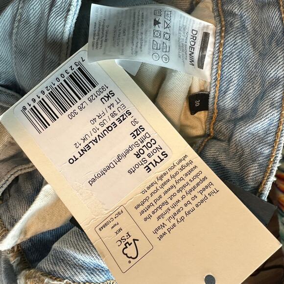 Dr. Denim Cutoff Denim Short Size 30 Distressed High Rise Light Wash Rigid NEW - Picture 7 of 10